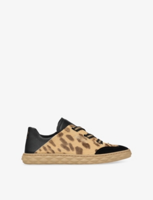 JIMMY CHOO: Diamond Light Leopard-Print Leather Low-Top Trainers