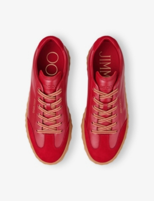Jimmy Choo Womens V Ruby Red Diamond Light Logo-embossed Leather Low-top Trainers In V Ruby Red