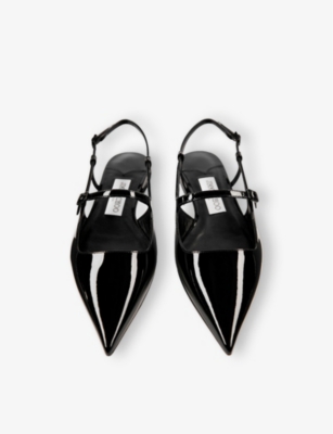 JIMMY CHOO: Didi Pointed-Toe Patent-Leather Slingback Flats