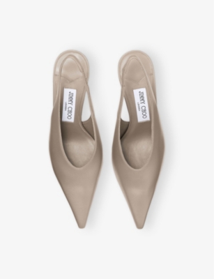 Jimmy Choo Womens Taupe Isa 95 Slingback Leather Heeled Courts In Taupe