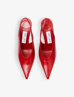 Jimmy Choo Isa 95 Leather Slingback Pumps In Ruby Red