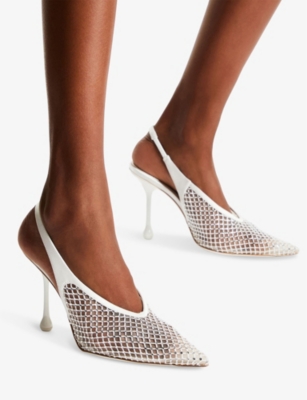 Jimmy Choo Womens Isa 95 Slingback Crystal-embellished Mesh Courts White/crystal Eur 37 / 4 Uk In White