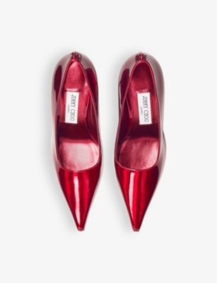 Jimmy Choo Womens Ruby Red Ixia Car-paint Patent-leather Heeled Courts In Ruby Red