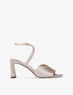 JIMMY CHOO: Karli 75 Platform Glitter Leather Heeled Sandals
