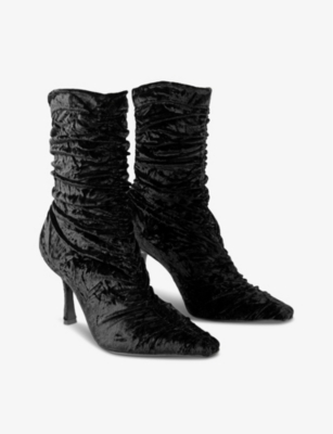 JIMMY CHOO: Lotta 85 crushed stretch-velvet heeled ankle boots