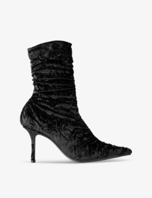 JIMMY CHOO: Lotta 85 crushed stretch-velvet heeled ankle boots