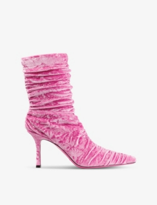 JIMMY CHOO: Lotta 85 crushed stretch-velvet heeled ankle boots