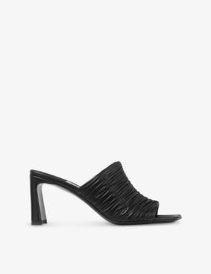 JIMMY CHOO: Lua 75 Ruched Leather Heeled Mules