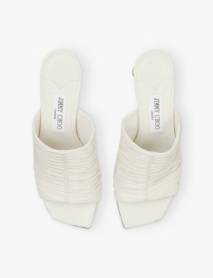 JIMMY CHOO: Lua 75 Ruched Leather Mules