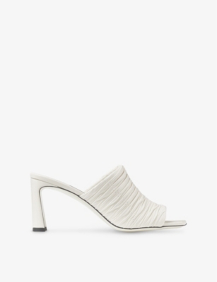 JIMMY CHOO: Lua 75 Ruched Leather Mules
