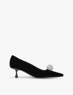 JIMMY CHOO: Orb Pump 50 crystal-embellished velvet heeled courts
