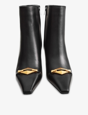 JIMMY CHOO: Ryker diamond-hardware leather heeled ankle boots
