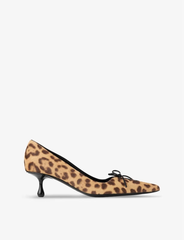 Scarlett 50 leopard-pattern calf-hair courts