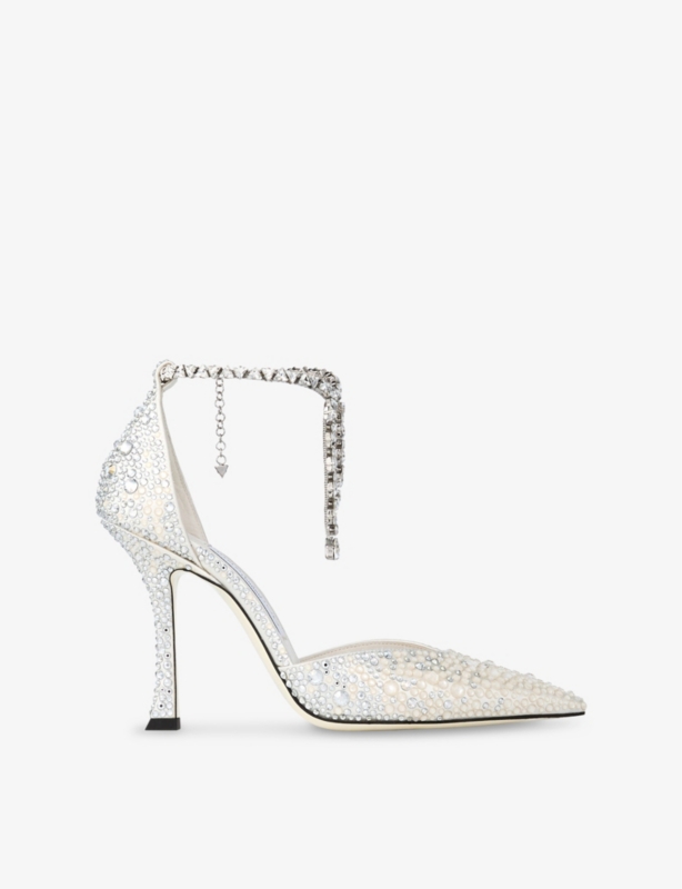 Stevie 100 Crystal-Embellished Satin Heeled Courts