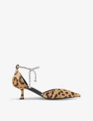 JIMMY CHOO: Stevie 50 leopard-pattern leather heeled courts