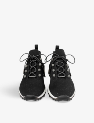 JIMMY CHOO: Veles faux sequin-embellished low-top knitted trainers