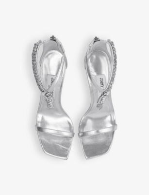 JIMMY CHOO: Verity 100 crystal-embellished metallic-leather heeled sandals
