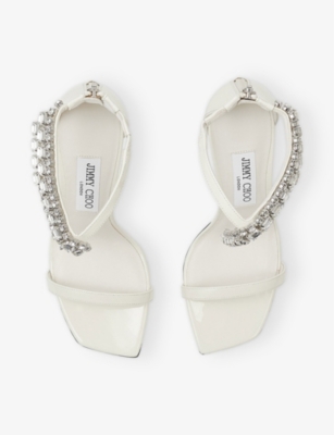 Verity 100 Crystal-Embellished Patent-Leather Heeled Sandals