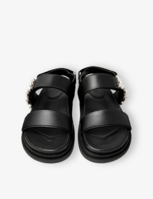 JIMMY CHOO: Verity Double-Strap Leather Sandals
