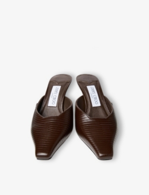 JIMMY CHOO: Vivi 65 Lizard-Effect Leather Heeled Mules