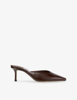 JIMMY CHOO: Vivi 65 Lizard-Effect Leather Heeled Mules