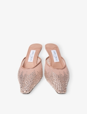 JIMMY CHOO: Vivi 65 Crystal-Embellished Mesh Heeled Mules
