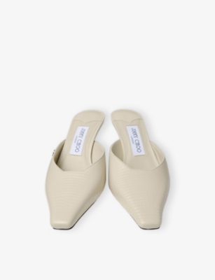 JIMMY CHOO: Vivi 65 Lizard-Effect Leather Heeled Mules