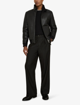 Curtis funnel-neck shearling-lined leather jacket