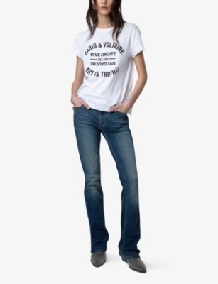 Zadig & Voltaire Womens Blanc Walk Text-print Cotton-jersey T-shirt In Blanc