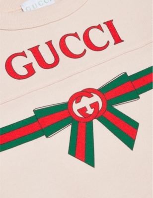 GUCCI: Round-neck brand-print cotton-jersey sweatshirt 4-12 years