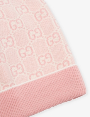 GUCCI: Monogram-print ribbed cotton beanie 4-8 years