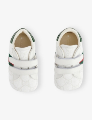 Gucci White Ace Sneakers For Babykids With Web Detail In White/gr.wh/vrv/gree