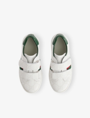 GUCCI WHITE/GRG/TEN.GREEN KIDS' GG SUPREME CANVAS TRAINERS EUR 32 / 13 UK