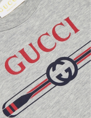 GUCCI: Round-neck brand-print cotton-jersey T-shirt 6-36 months