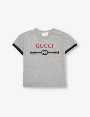 GUCCI: Round-neck brand-print cotton-jersey T-shirt 6-36 months