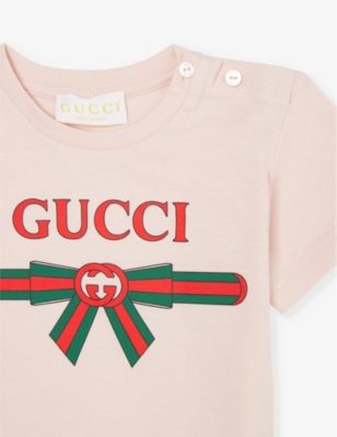 Gucci Printed Cotton T-shirt In Rose Water/mc