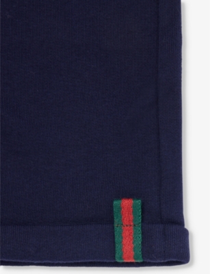 Gucci Web-stripe Straight-leg Cotton Jogging Bottoms 6-12 In Dark Night Sky/mix