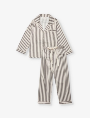 THE NAP CO: Stripe-pattern stretch-satin pyjama set 1-9 years