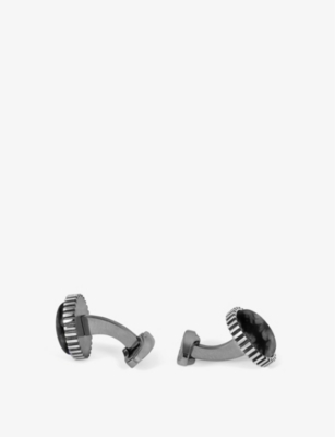 TATEOSSIAN MENS LINE STONE TITANIUM CLASSIC TITANIUM AND LINE CUFFLINKS 