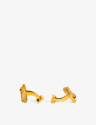 Tateossian Mens Gold Viper Palladium-plated Metal, Enamel And Crystal Cufflinks In Gold