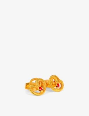Tateossian Mens Gold Viper Palladium-plated Metal, Enamel And Crystal Cufflinks In Gold