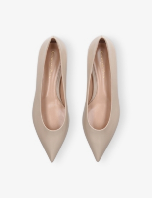 GIANVITO ROSSI WOMENS POINTED-TOE LEATHER BALLERINA FLATS BONE EUR 39 / 6 UK 