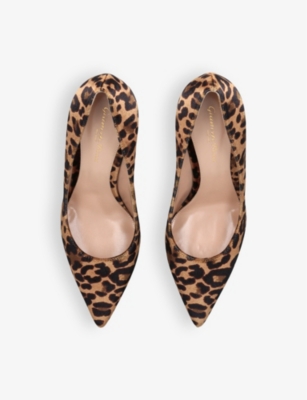 GIANVITO ROSSI WOMENS BLACK/COMB GIANVITO 85 LEOPARD SUEDE HEELED COURTS EUR 37 / 4 UK 