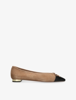 Shop Aquazzura Womens  Gioia Bow-embroidered Leather Ballet Flats In Tan Comb