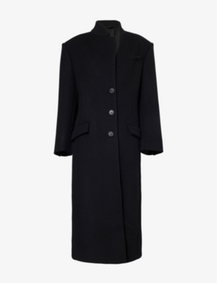 THE ATTICO: Single-breasted flap-pockets relaxed-fit wool-blend coat