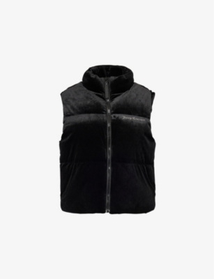 Juicy Couture Womens Black Lightening Crystal-logo Velour Gilet In Black