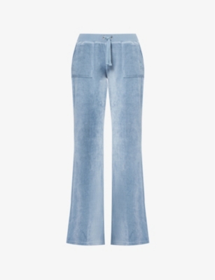 Juicy Couture Womens Bluestone Caisa Flared-leg Velour Jogging Bottoms