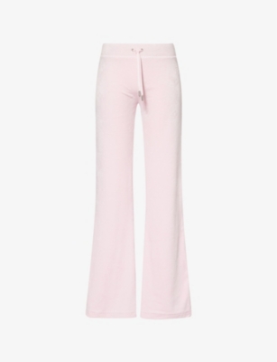 Juicy Couture Womens  Monogram Lisa Embossed Low-rise Straight-leg Velour Jogging Bottoms In Cherry Blossom