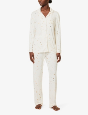 The Nap Co Womens Graphic-print Straight-leg Stretch-woven Pyjama Set Half Moon Print In Half Moon Print