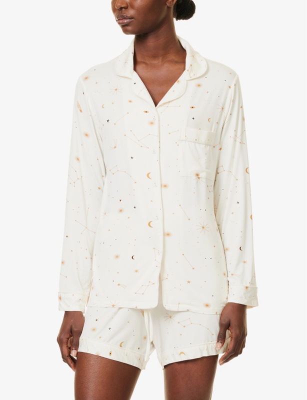 Graphic-print long-sleeve jersey pyjama set
